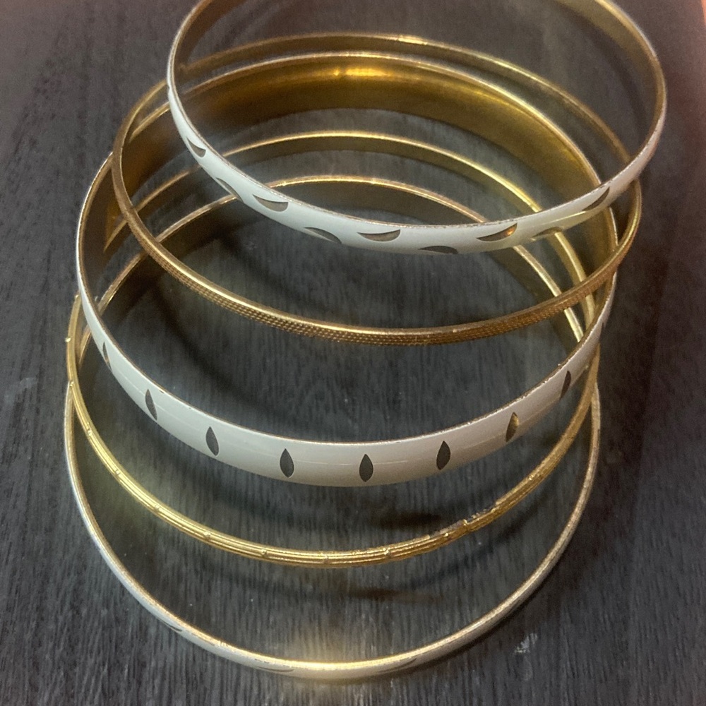 Gold and White Bangle Set